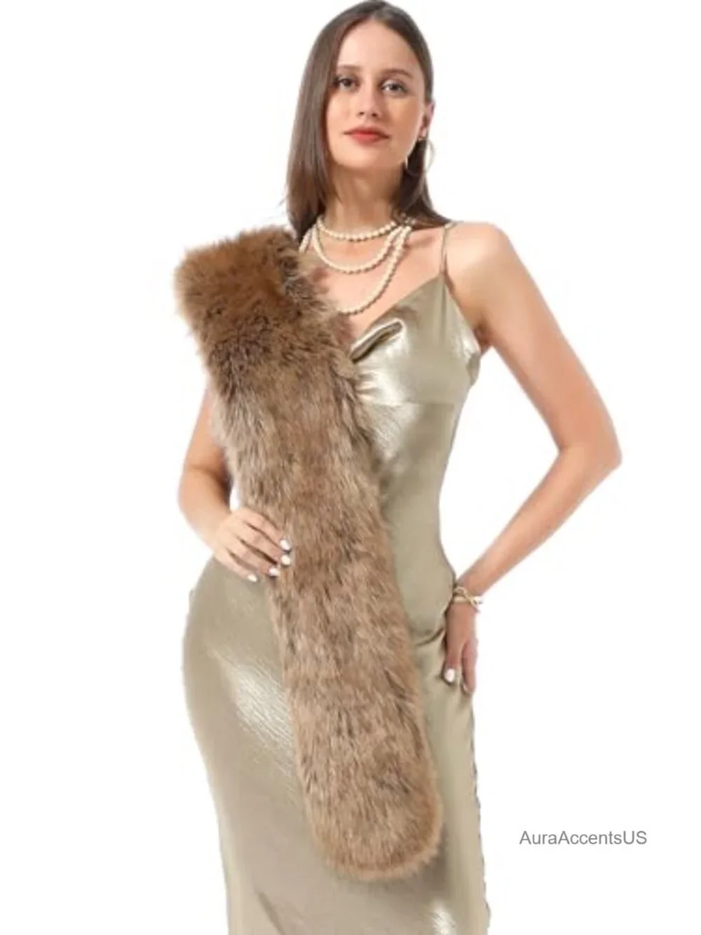 Faux Fur Collar Scarf Wrap Winter Neck Warmer Ladies White